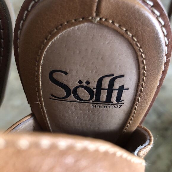 Sofft Natalia 7.5 Brown Leather Slingback Sandals Open Toe Block Heel Comfort - Picture 7 of 14